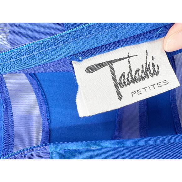 TADASHI Dress Size S Blue Mesh Cut Outs Mini Sheath - Picture 4 of 6